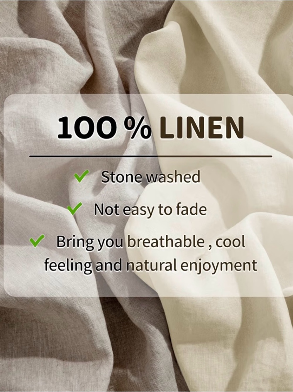 100% French Pure Linen Sheet Set 4Pcs, 16" Deep Pocket King Size
